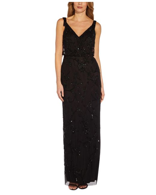 Adrianna Papell Beaded Blouson Gown - Dusty Emerald | Gowns, Clothes  design, Luxury fabrics