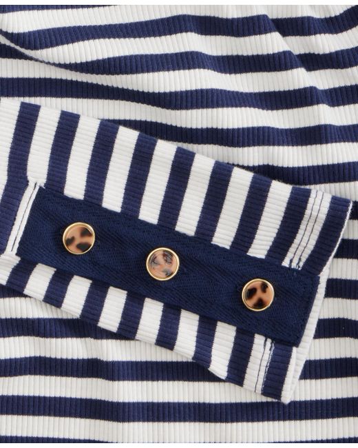 On 34th Blue Button-cuff Boatneck Top
