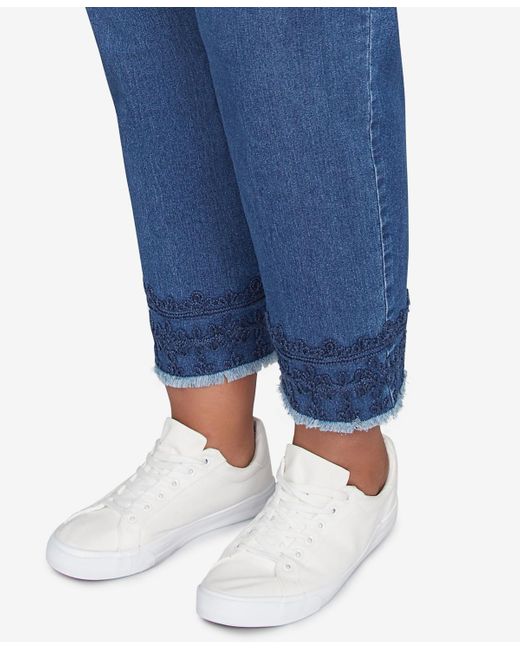 Ruby Rd Blue Plus Size Embroidered Extra Stretch Dark Denim Jeans