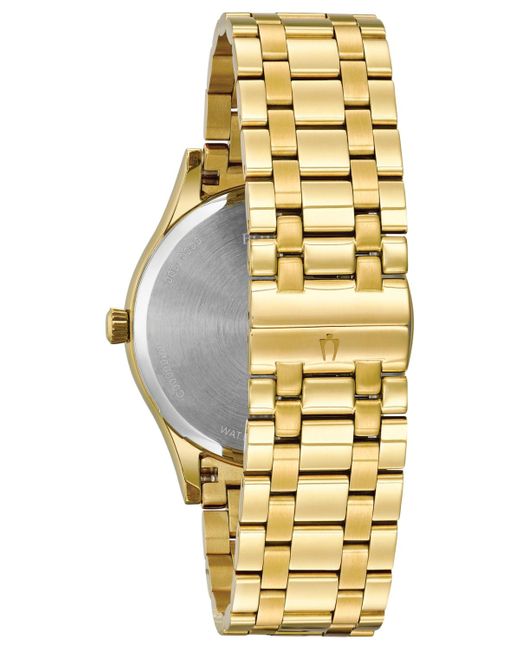 Bulova Metallic Men's Dress Diamond Accent Gold-tone Stainless Steel Bracelet Watch 40mm 97d108 for men