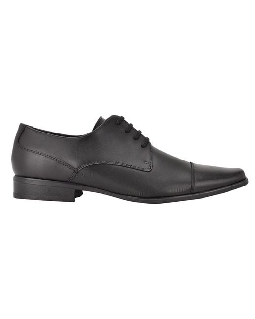 Calvin Klein Black Bram Leather Cap Toe Oxfords for men