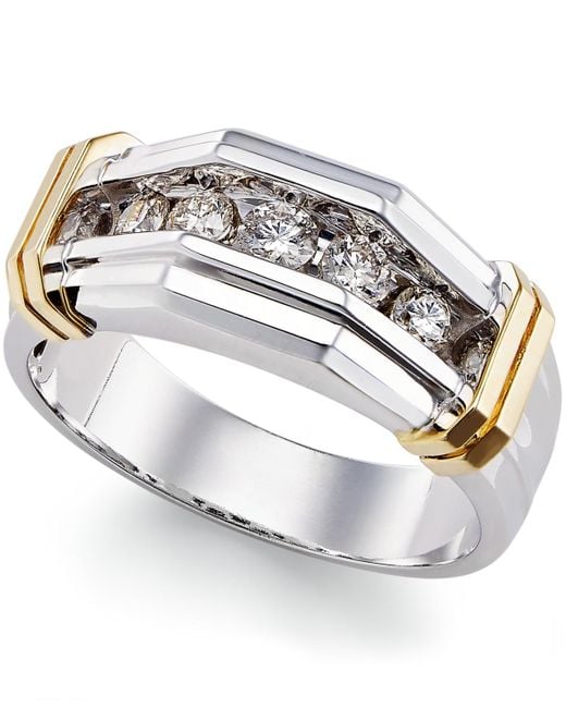 Macy's Metallic Men's Diamond Ring (1/2 Ct. T.w.) In 10k Gold And White Gold for men