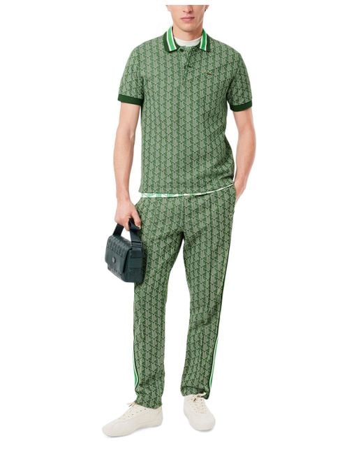 Lacoste Green Geo Print Elastic-waist Pants for men