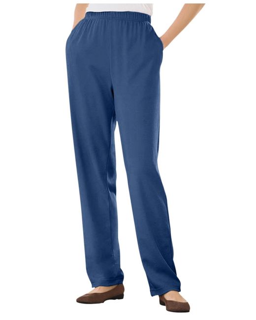 Woman Within Blue Within Tall 7-day Knit Straight Leg Pant