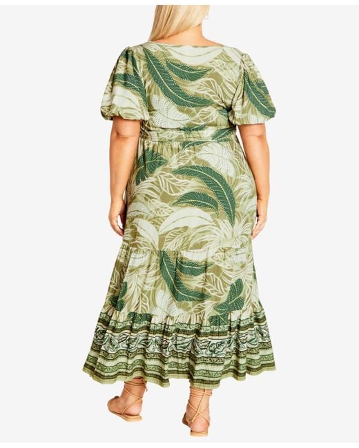 Avenue Green Plus Size Raina Border Maxi Dress
