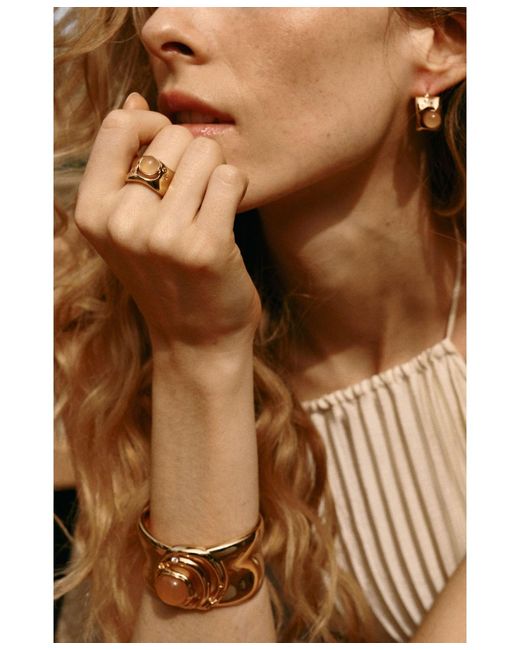 Retro Chic White Dawn Light Wide Ring