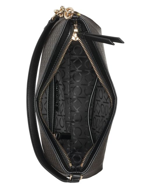 Calvin Klein Black Nova Top Zipper Mini Signature Chain Shoulder Bag