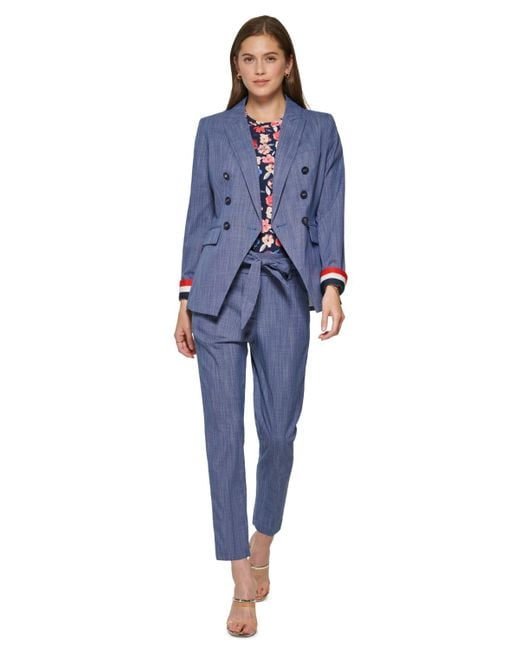 DKNY Blue Petite Double-breasted Blazer