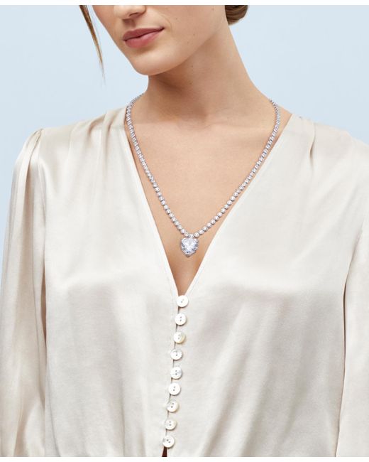 Arabella White Cubic Zirconia Heart & Bezel-set 18" Pendant Necklace