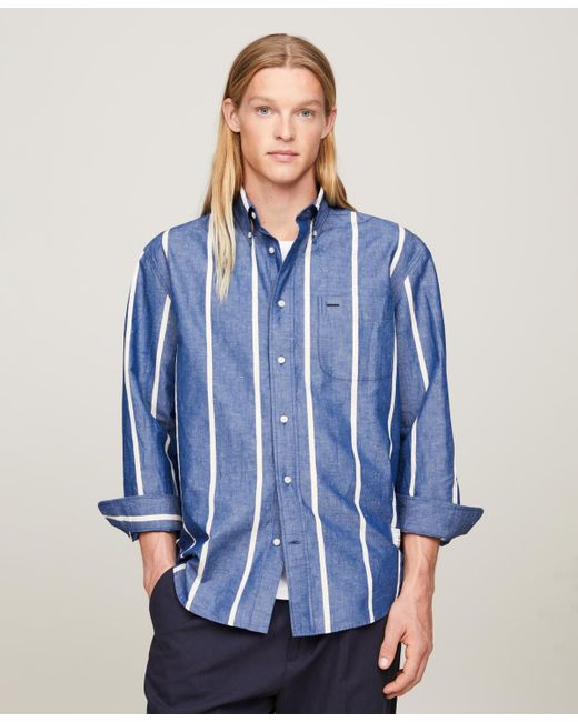 Tommy Hilfiger Blue Regular-fit Space Stripe Shirt for men