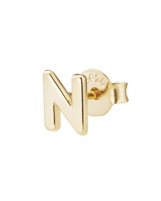 Adornia Fine Metallic 14k Gold Vermeil .925 Sterling Silver Single Initial Stud Earring