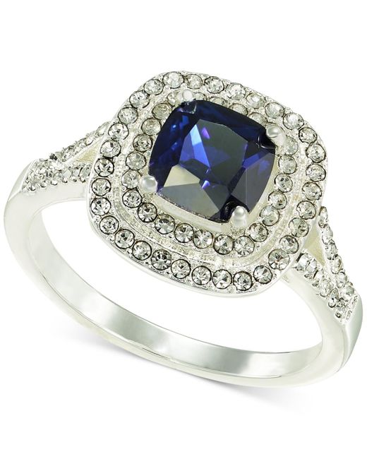 Charter Club Metallic Tone Pave & Color Crystal Square Halo Ring