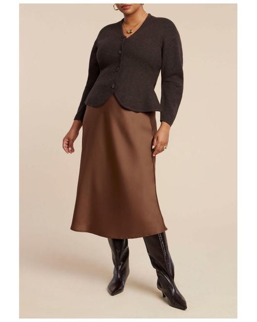 Eloquii Brown Plus Size Structured Lurex Cardigan