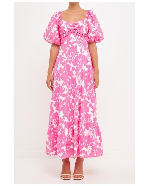 Free the Roses Pink Floral Print Maxi Dress