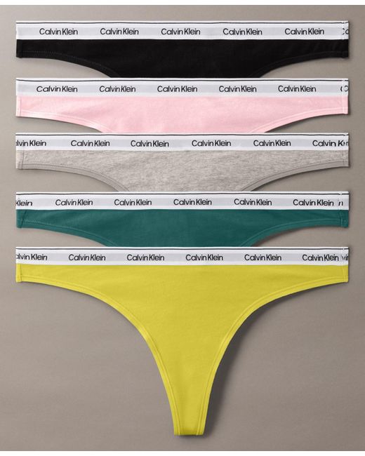 Calvin Klein Multicolor 5-pk. Modern Logo Low-rise Thong Underwear Qd5221
