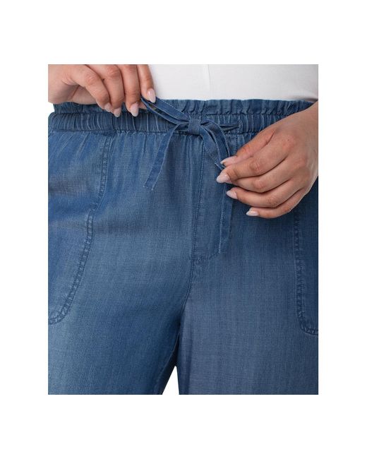 Liverpool Los Angeles Blue Trendy Plus Size Chambray Pull-on Cropped Pants
