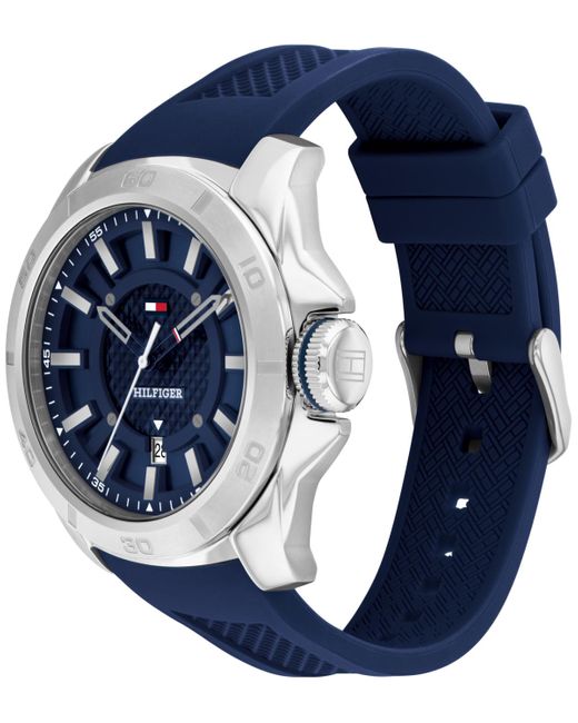 Tommy Hilfiger Blue Quartz Silicone Watch 46mm for men