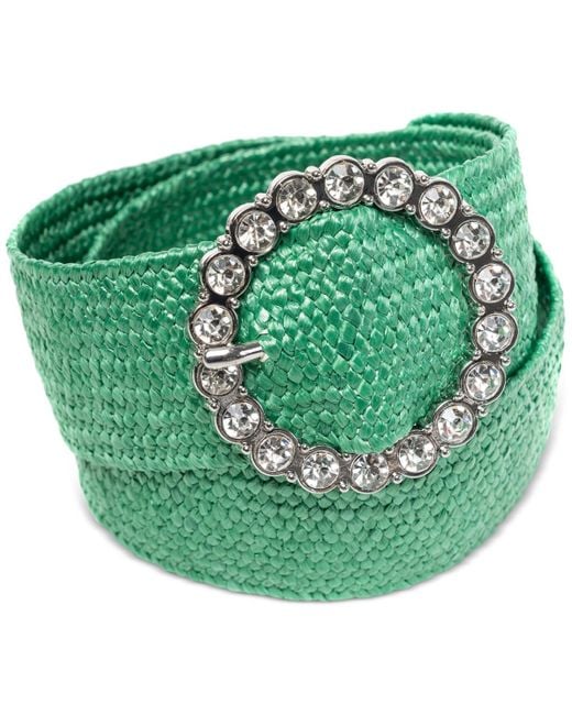 INC International Concepts Green Embellished Stretch Straw Belt