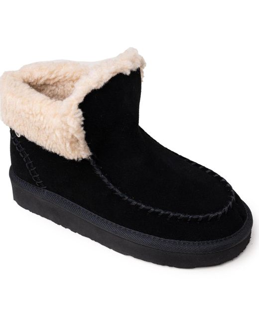 Minnetonka Black Chandra Suede Berber Lined Ankle Boots