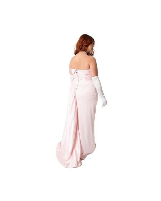 Unique Vintage Barbie Plus Size Pink Satin Strapless Enchanted Evening Gown