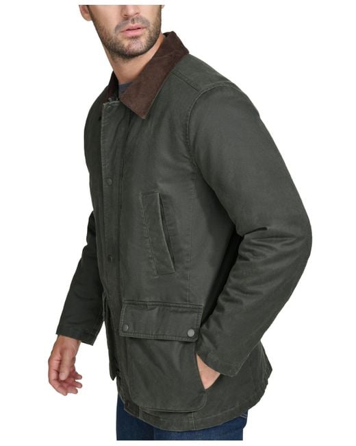 Cole Haan Gray Corduroy-shirt-collar Waxed Rain Jacket for men