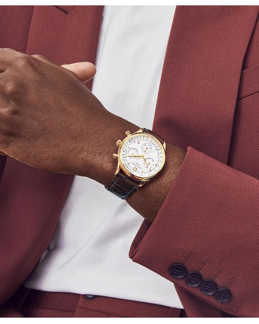 Movado Metallic Heritage Circa Swiss Quartz Chronograph Genuine Leather Strap Watch 43mm for men