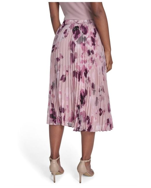 Calvin Klein Red Petite Printed Chiffon Midi Skirt