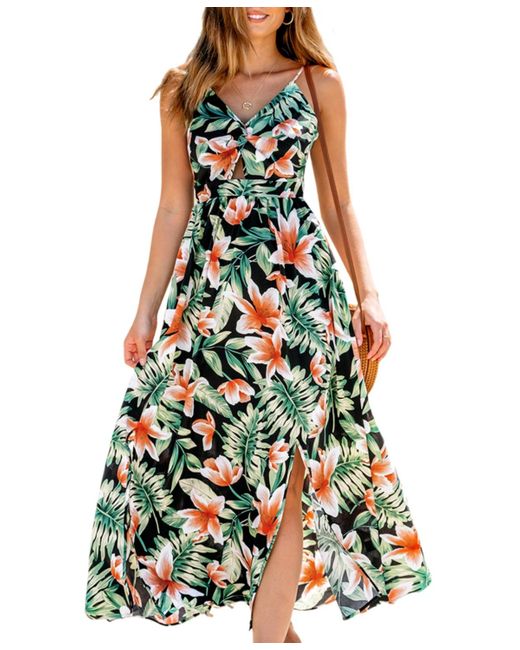 CUPSHE White Tropical Floral Print Maxi Beach Dress