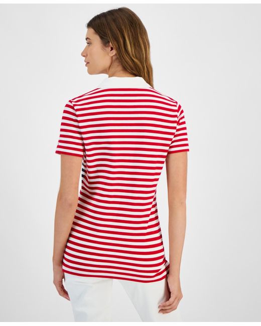 Tommy Hilfiger Red Striped Short Sleeve Polo Shirt