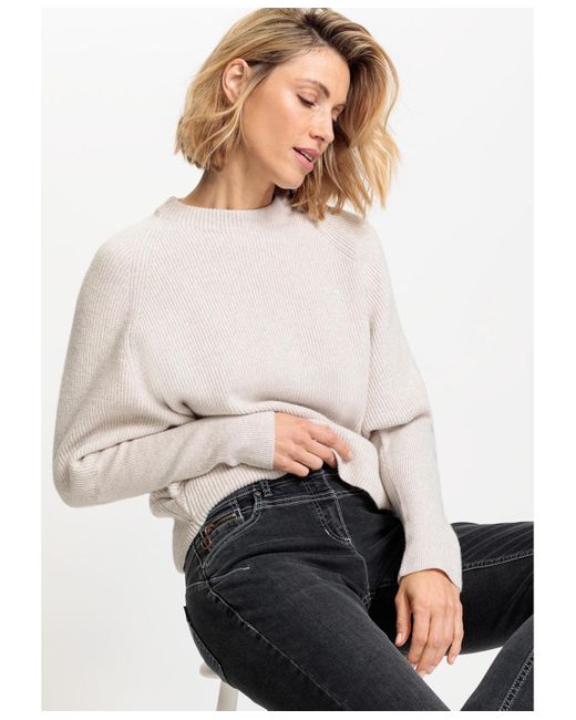 Olsen Dolman Sleeve Pullover in White Lyst
