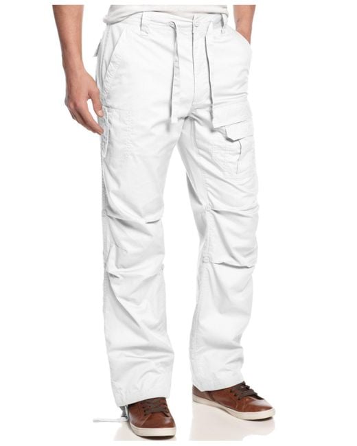 Sean John White Big And Tall Pants, Pleat Pocket Flight Cargo Pants for men