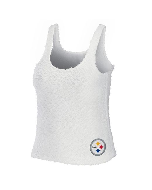 WEAR by Erin Andrews White Pittsburgh Steelers Cozy Scoop Neck Tank Top Pants Sleep Set