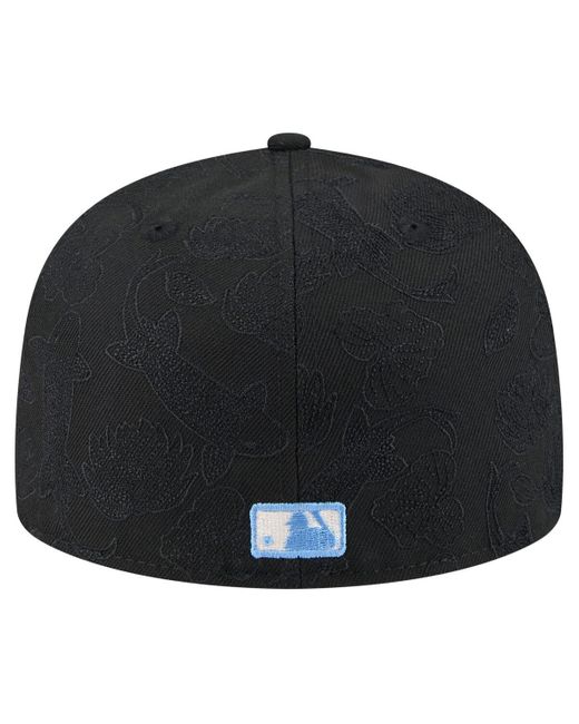 KTZ Black Chicago Cubs Tonal Koi 59fifty Fitted Hat for men