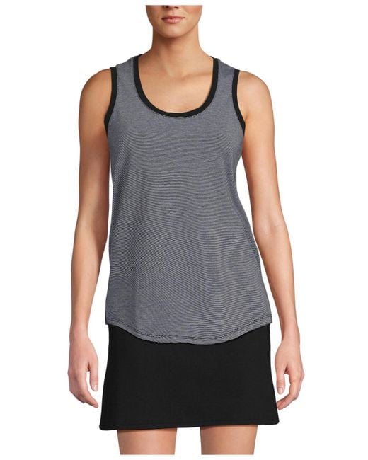 Lands' End Gray Sleeveless Power Performance Scoop Neck Curved Hem Tunic Tank