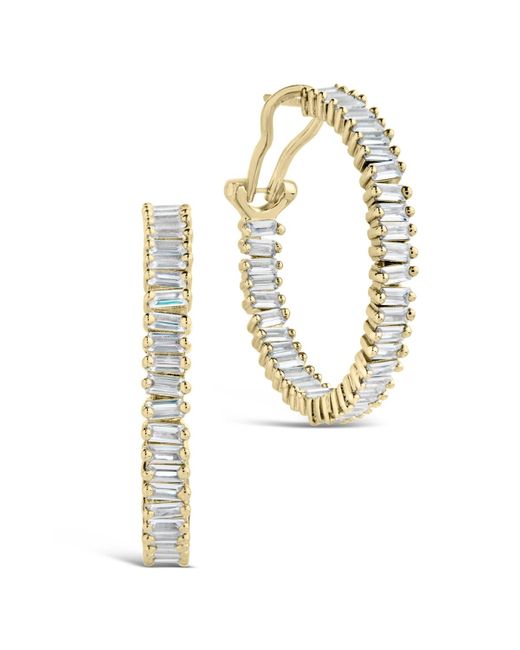 Sterling Forever White Mischa Cubic Zirconia Statement Hoop Earrings