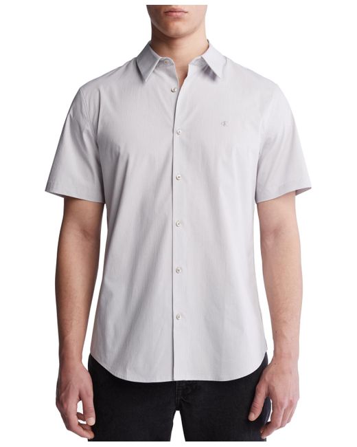 Calvin Klein White Slim-fit Stretch Stripe Button-down Shirt for men