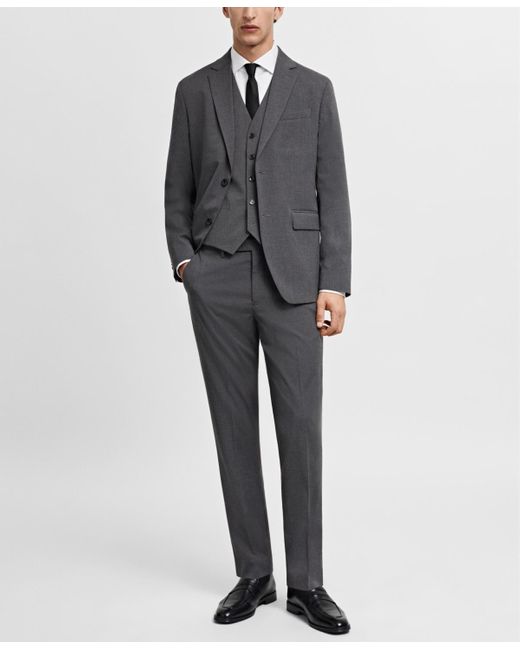 Mango Gray Slim-fit Suit Vest for men