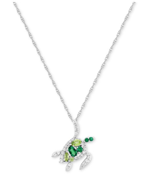Macy's Metallic Multi-gemstone Turtle 18" Pendant Necklace (1 Ct. T.w.
