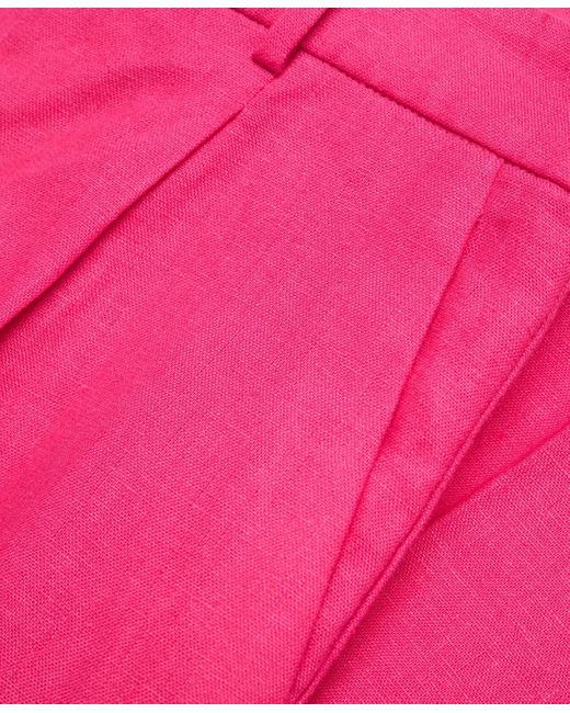 Mango Pink Pleated Linen Pants