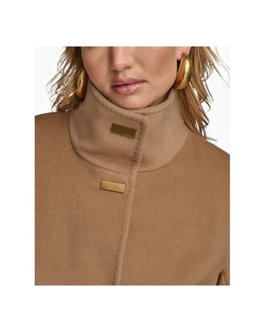 Donna Karan Natural Stand-collar Single-breasted Coat