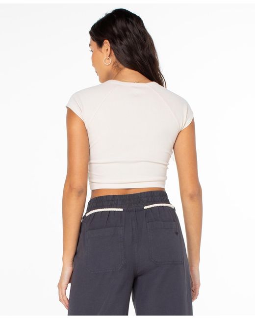 Roxy White Rising Screen Crewneck Top