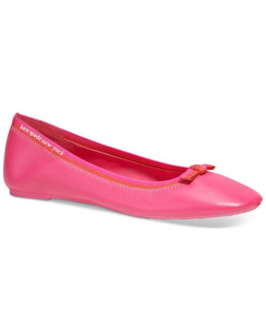Kate Spade Leather Claudette Flats in Pink Lyst
