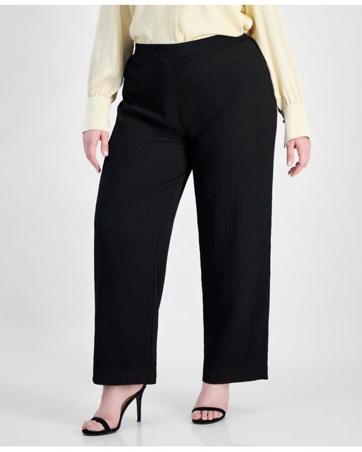 Anne Klein Essentials Multicolor Plus Size Textured Pull-on Pants