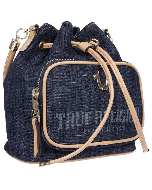 Pu Bucket TRUE RELIGION Bryce Denim And Pu Bucket Bag in Blue | Lyst