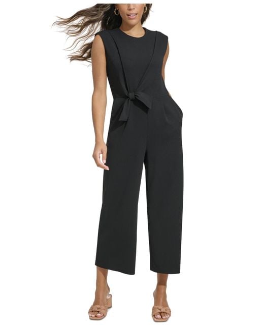 Calvin Klein Black Tie-waist Sleeveless Jumpsuit