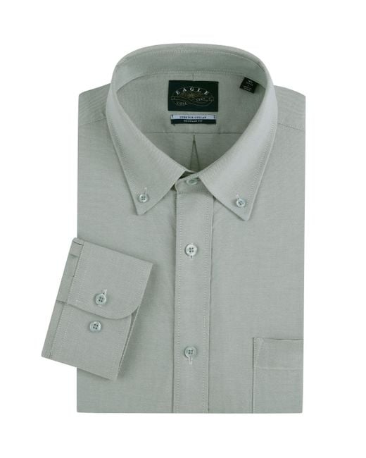 Eagle Green Stretch Neck Pinpoint Oxford Shirt for men