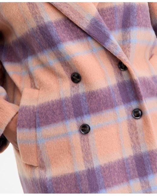 On 34th Red Trendy Plus Size Plaid Double-breasted Coat