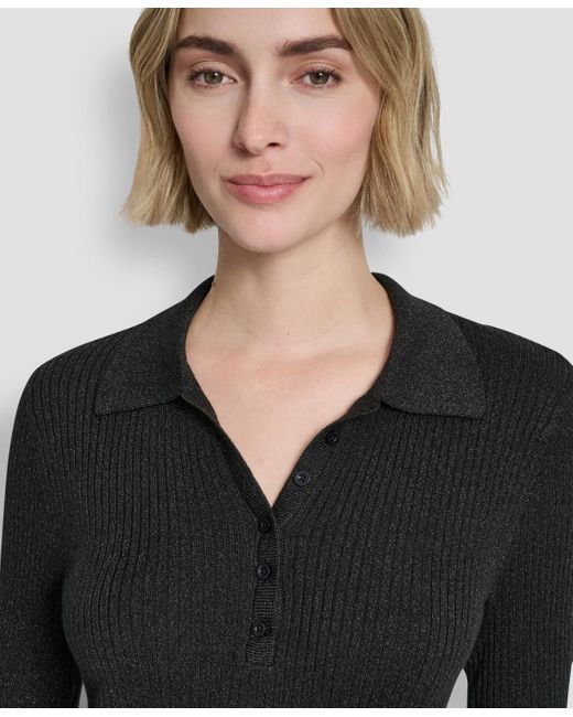 DKNY Black Ribbed Long-sleeve Sweater