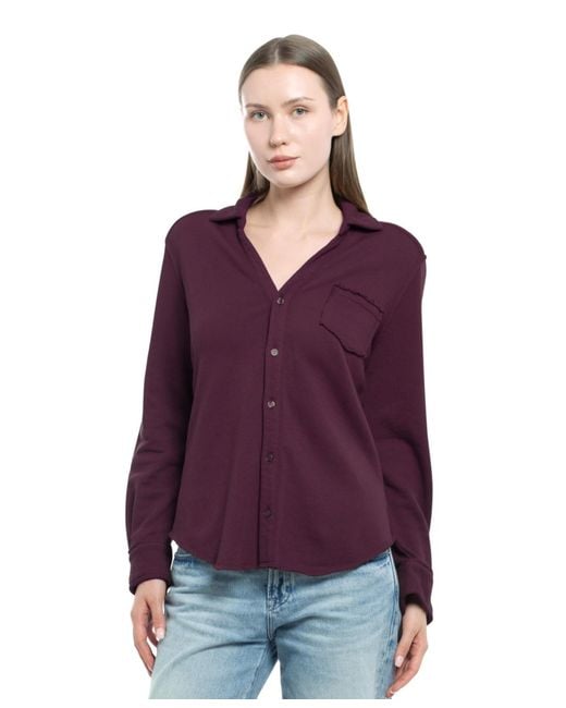 Wilt Purple Clothing Button Front Sweatshirt