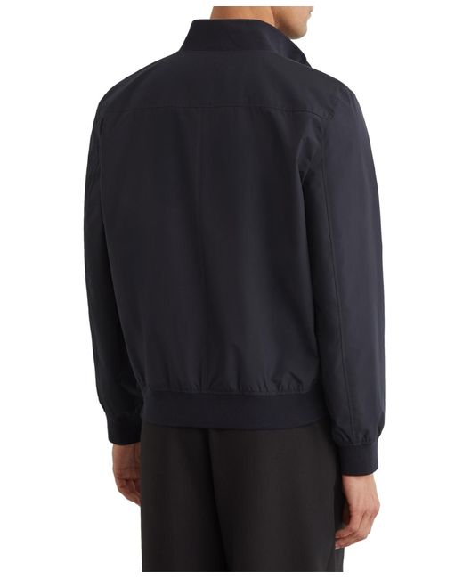 Reiss Black Latent Technical Button-through Bomber Jacket for men